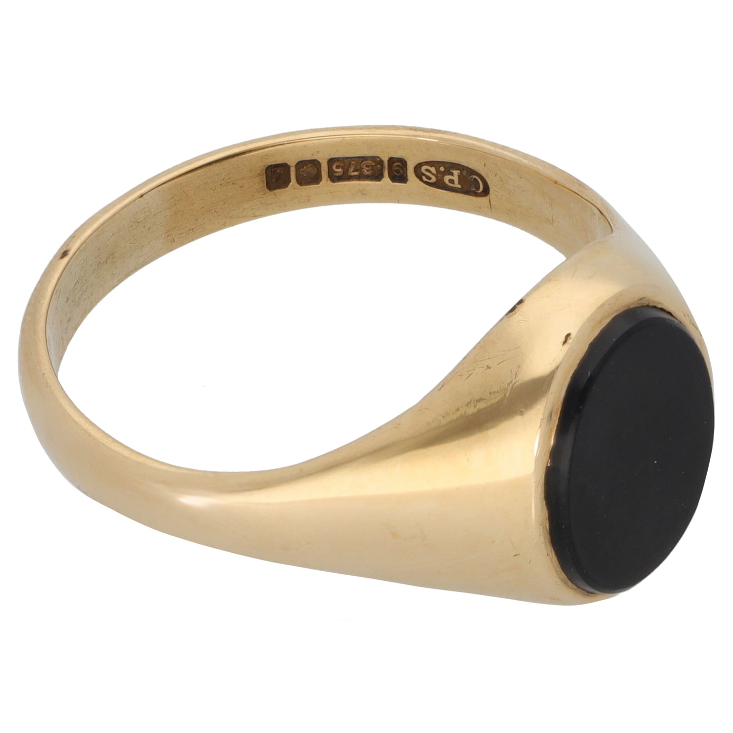 9ct Gold Onyx Plain Signet Ring Size W