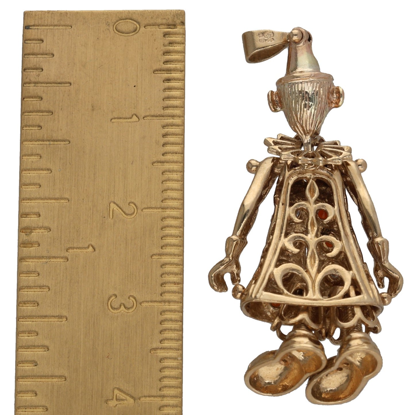 9ct Gold Garnet & Cubic Zirconia Clown Pendant