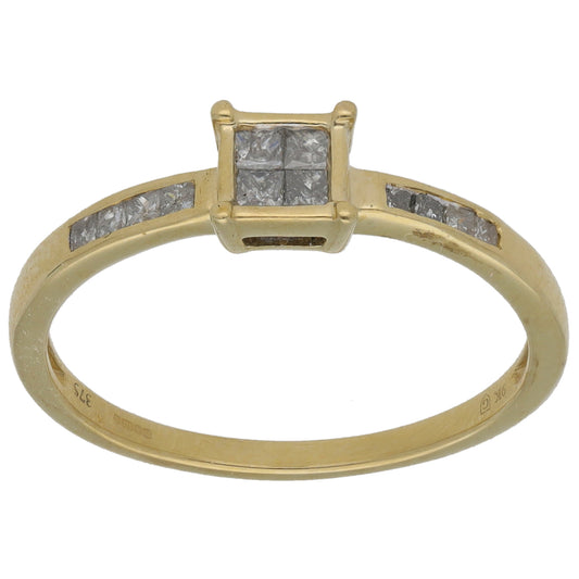 9ct Gold 0.44ct Diamond Dress/Cocktail Ring Size P