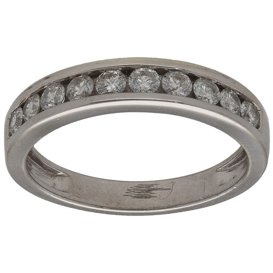 9ct White Gold 0.26ct Diamond Half Eternity Ring Size L