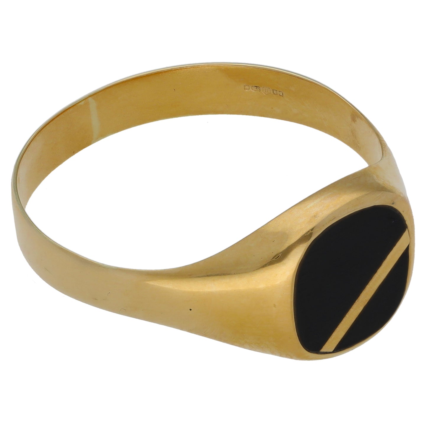 9ct Gold Onyx Plain Signet Ring Size Y