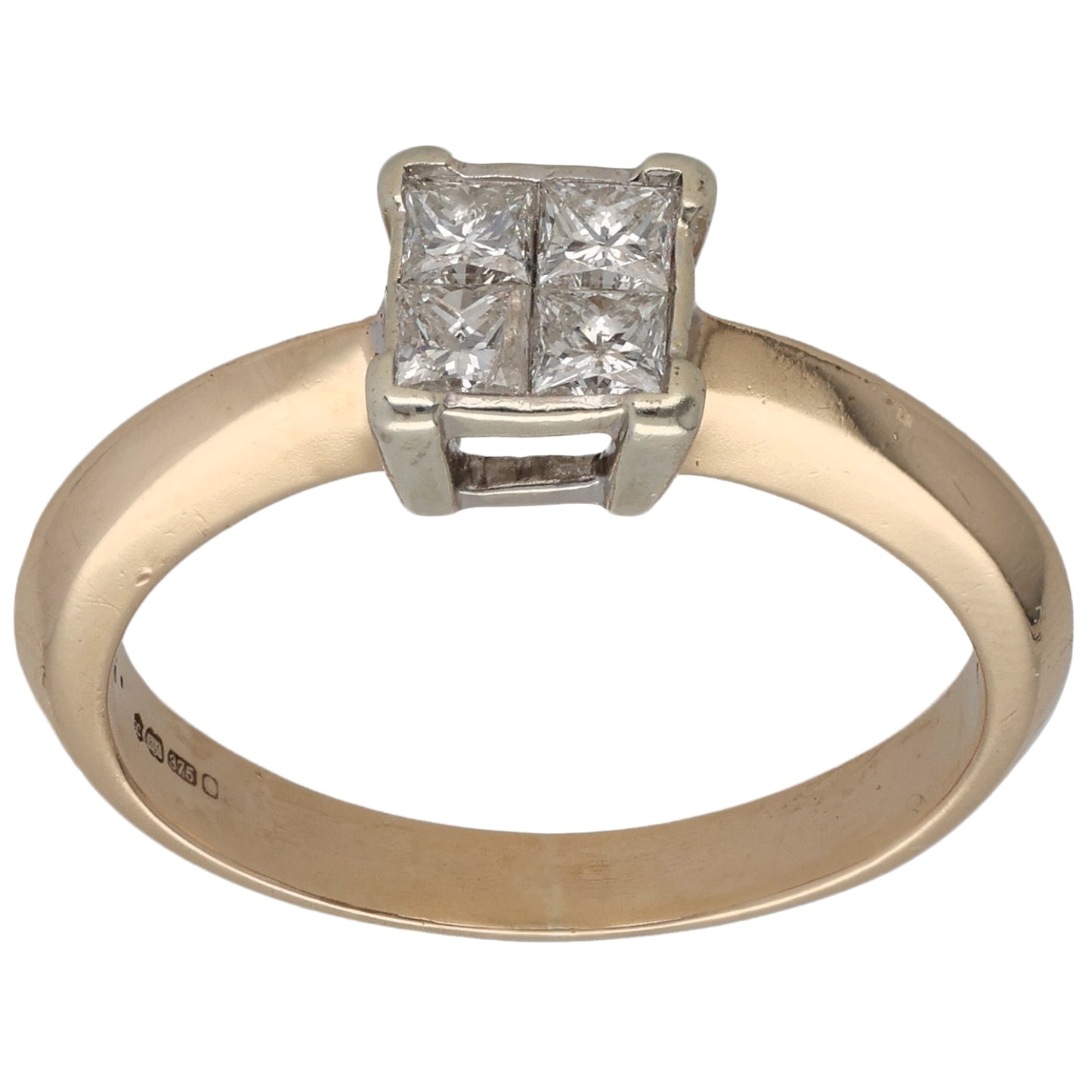 9ct Gold 0.52ct Diamond Cluster Ring Size Q