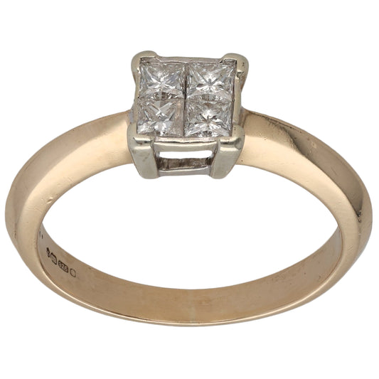 9ct Gold 0.52ct Diamond Cluster Ring Size Q
