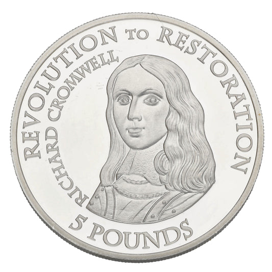 Sterling Silver Revolution To Restoration Richard Cromwell 5 Pounds Coin 2010
