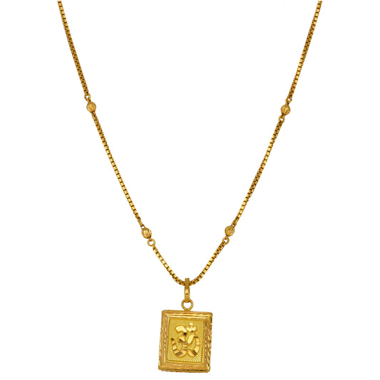 22ct Gold Om Pendant With Chain