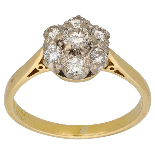 18ct Gold 0.56ct Diamond Cluster Ring Size Q