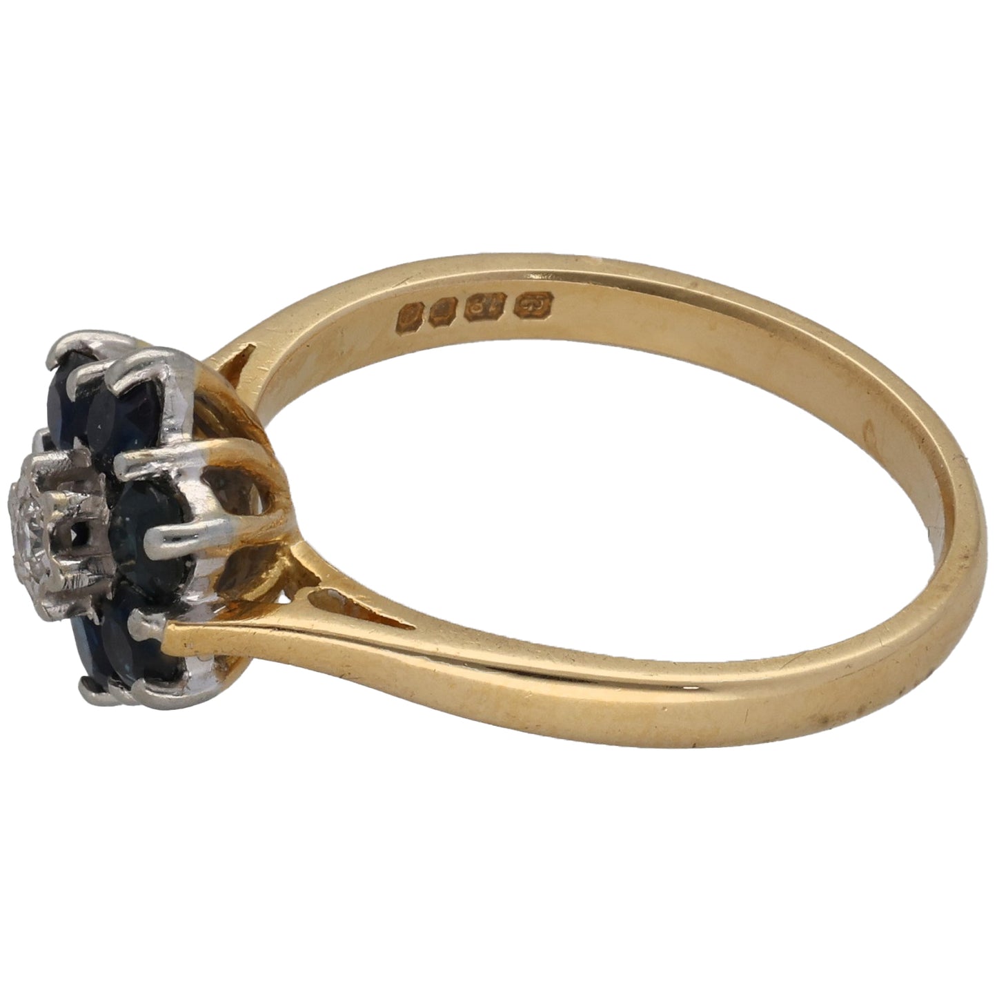 18ct Gold Sapphire & 0.02ct Diamond Dress/Cocktail Ring Size N