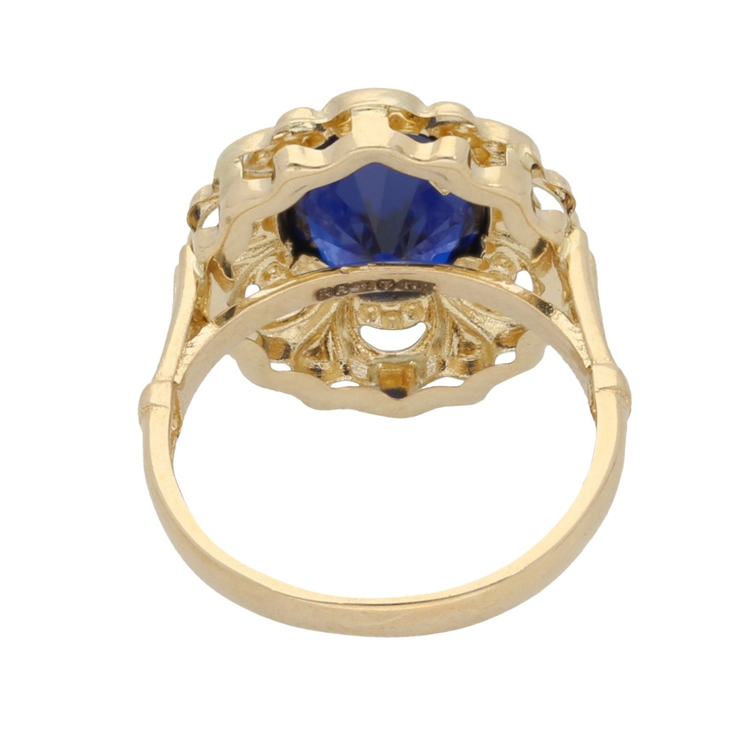 14ct Gold Blue Stone Dress/Cocktail Ring