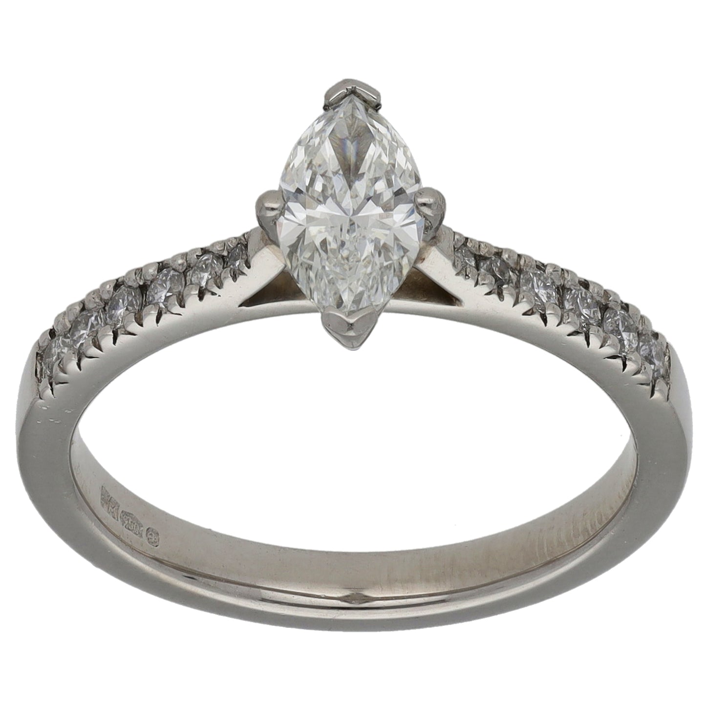 Platinum 0.77ct Diamond Solitaire Ring With Accent Stones Size M