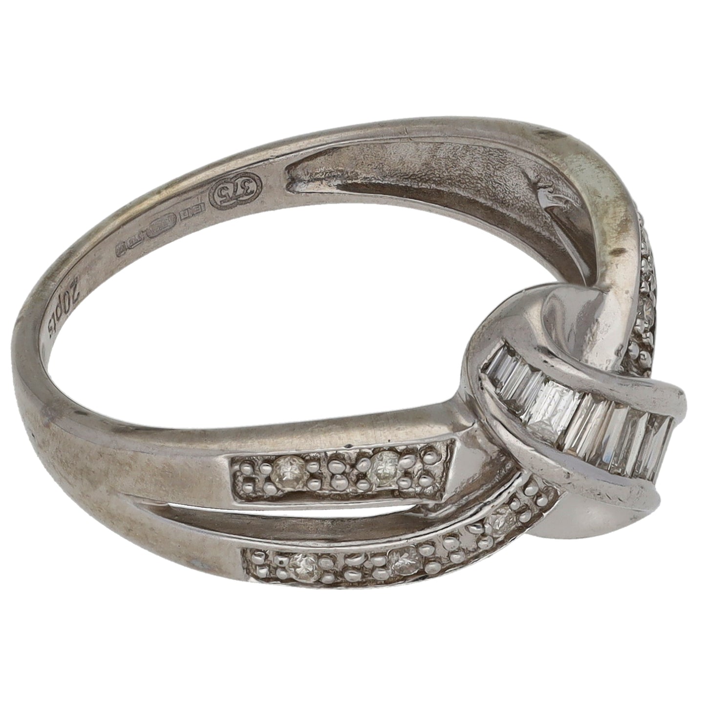 9ct White Gold 0.20ct Diamond Dress/Cocktail Ring Size L