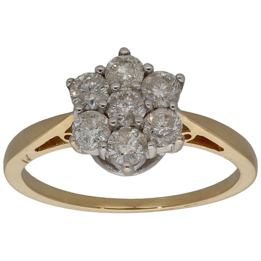 18ct Gold 1.00ct Diamond Cluster Ring Size Q