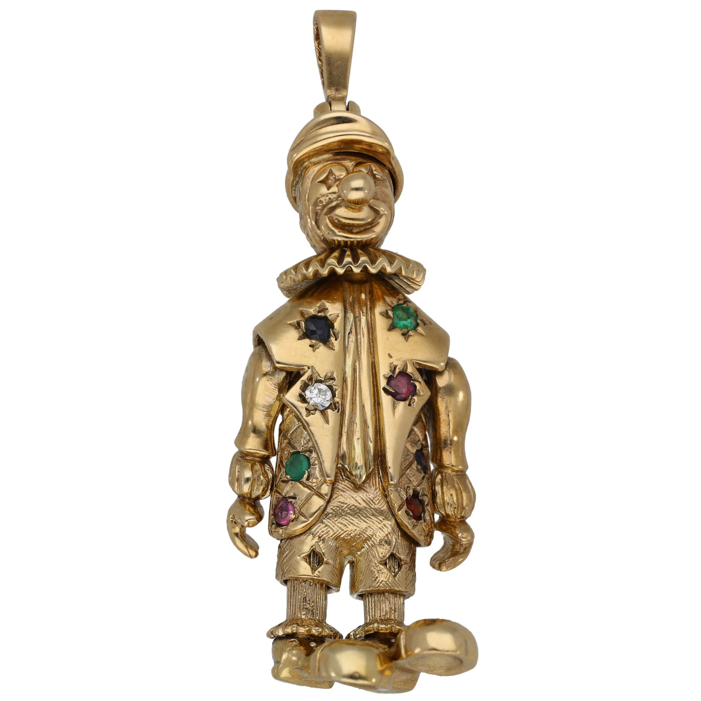 9ct Gold Sapphire, Emerald, Ruby & Cubic Zirconia Clown Pendant
