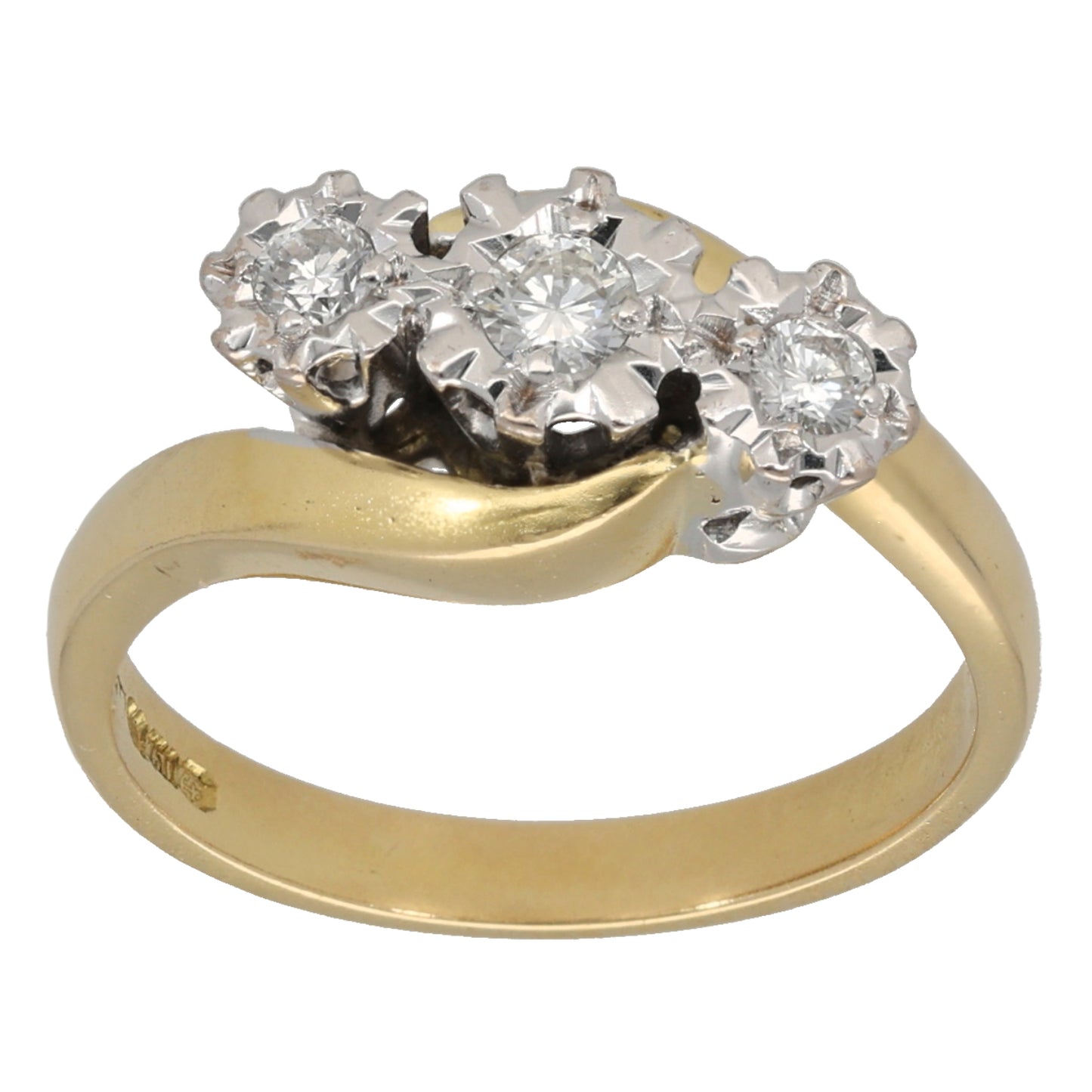 18ct Gold 0.30ct Diamond Trilogy Ring Size O