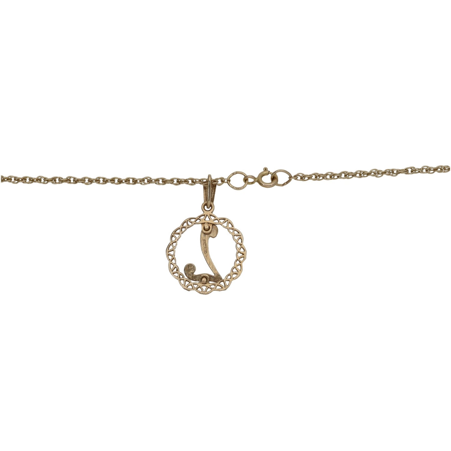 9ct Gold Initial 'L' Pendant With Chain