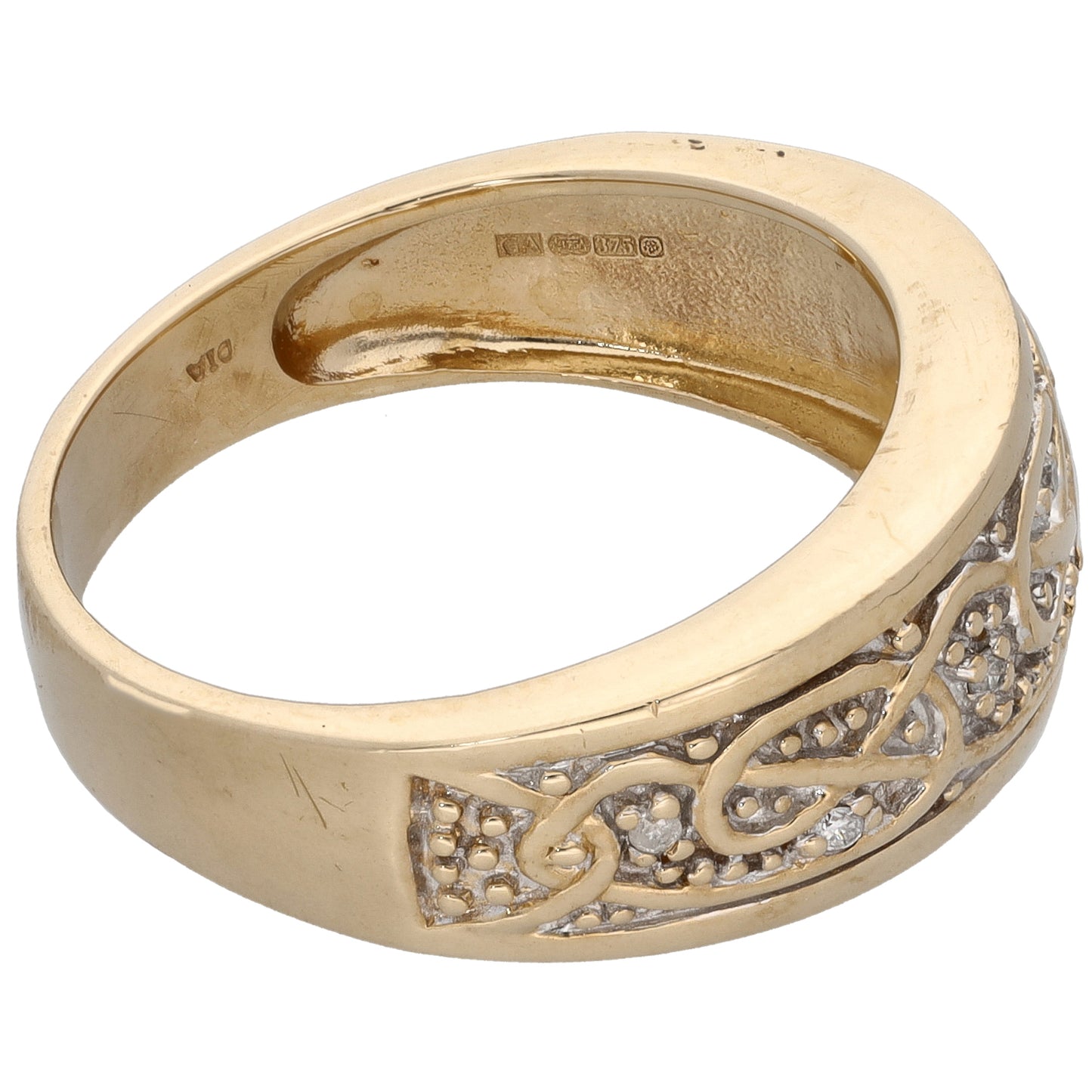 9ct Gold 0.03ct Diamond Dress/Cocktail Ring Size W