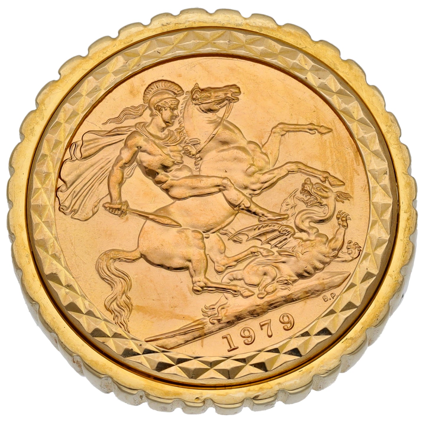 9ct Gold Full Sovereign Coin Ring Size X