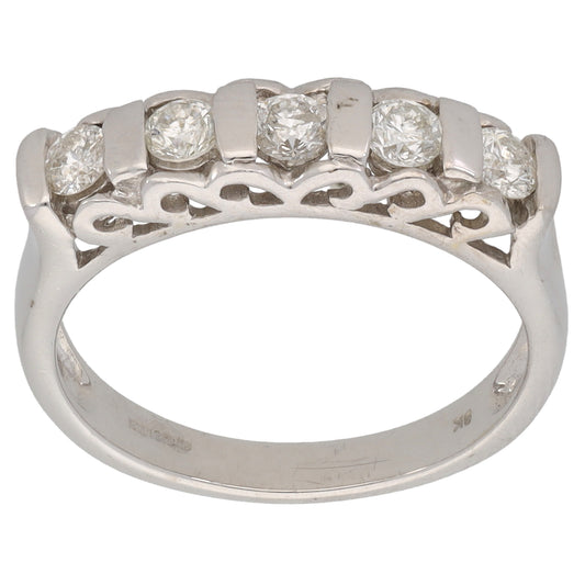 9ct White Gold 0.50ct Diamond Half Eternity Ring Size N