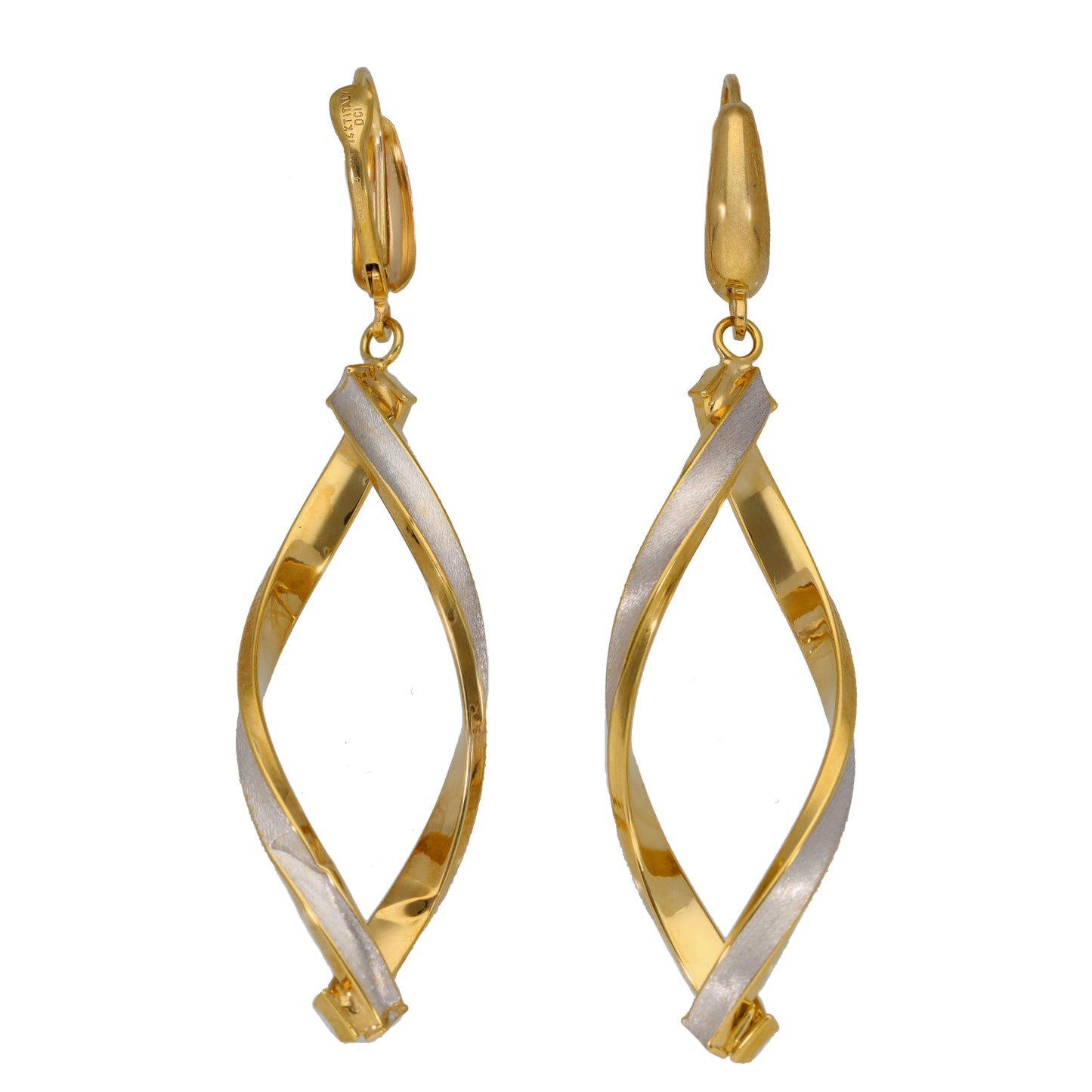 14ct Bi-Colour Gold Drop Earrings