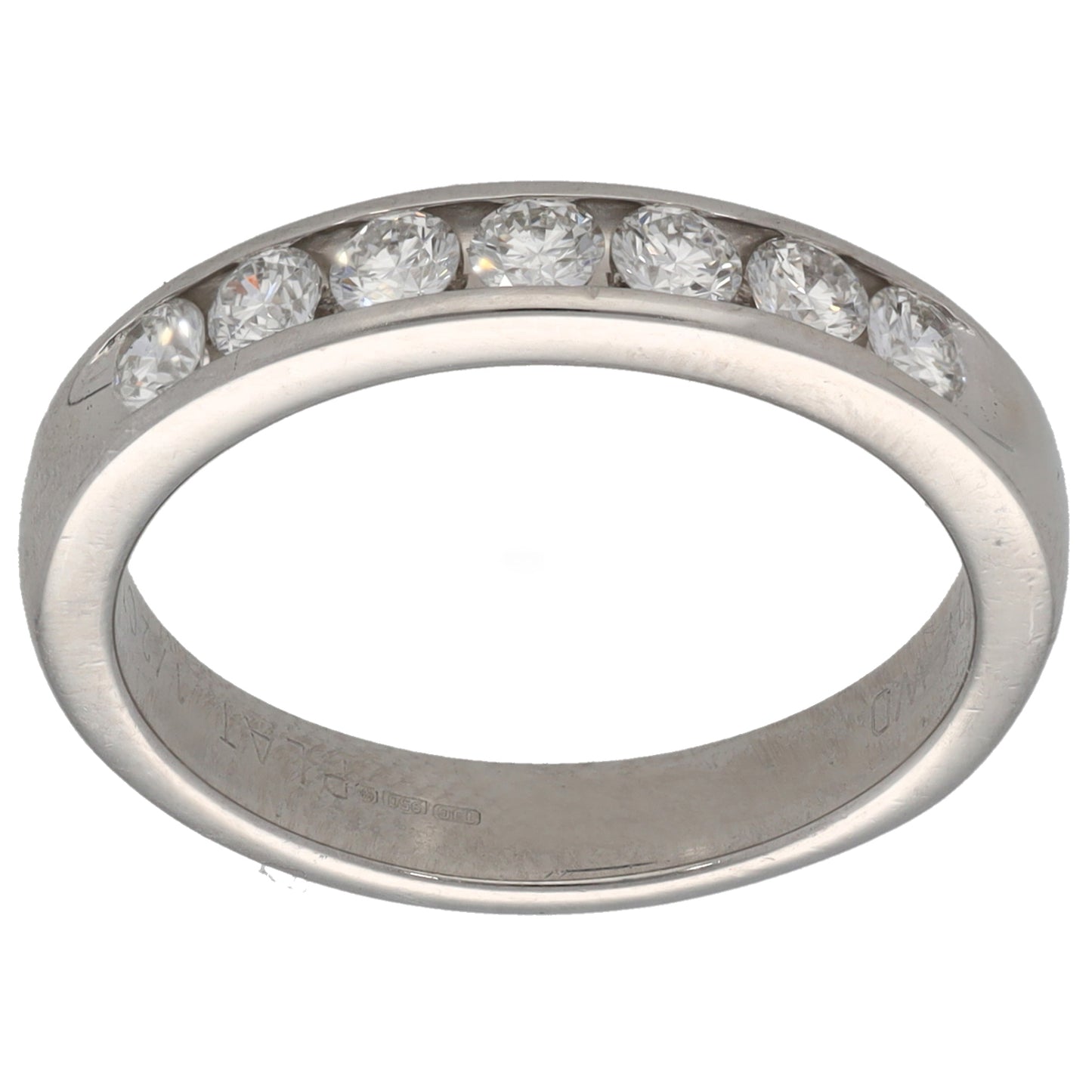 Platinum 0.50ct Diamond Half Eternity Ring Size N