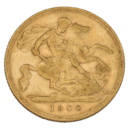 22ct Gold Queen Elizabeth II Half Sovereign Coin 1900