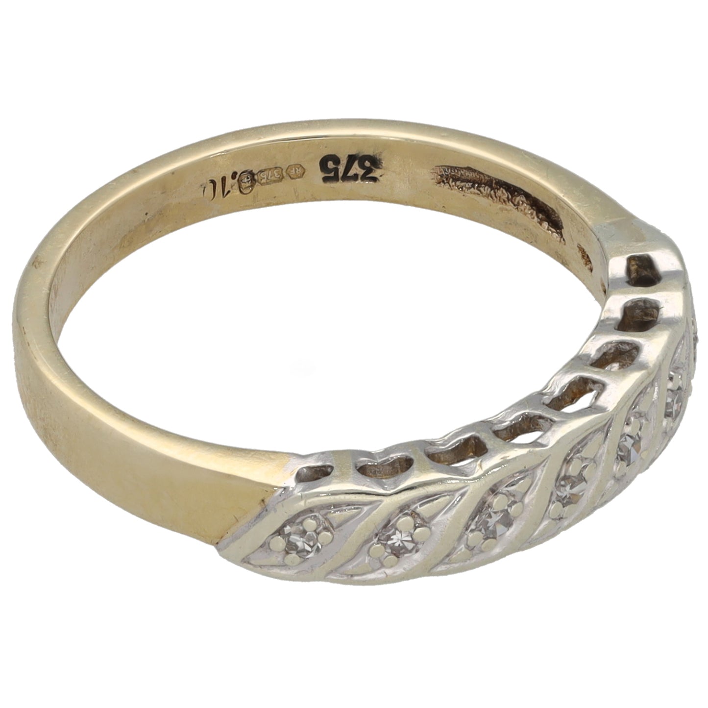 9ct Gold 0.10ct Diamond Half Eternity Ring Size M