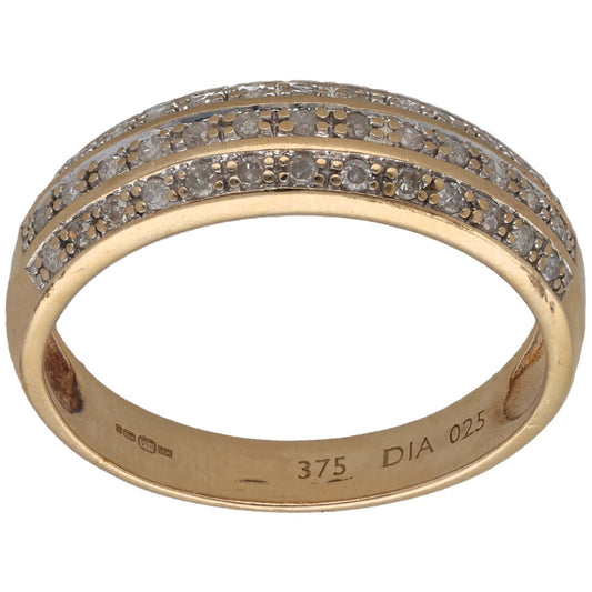 9ct Gold 0.195ct Diamond Half Eternity Ring Size P