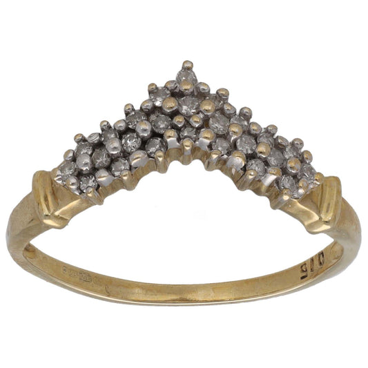 9ct Gold 0.25ct Diamond Wishbone Ring Size P