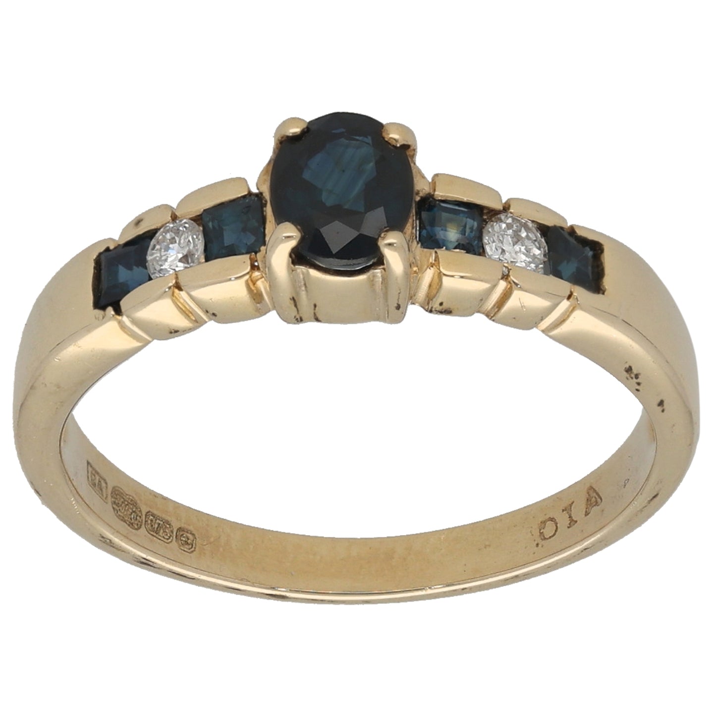 9ct Gold 0.08ct Diamond & Sapphire Alternative Ring Size M