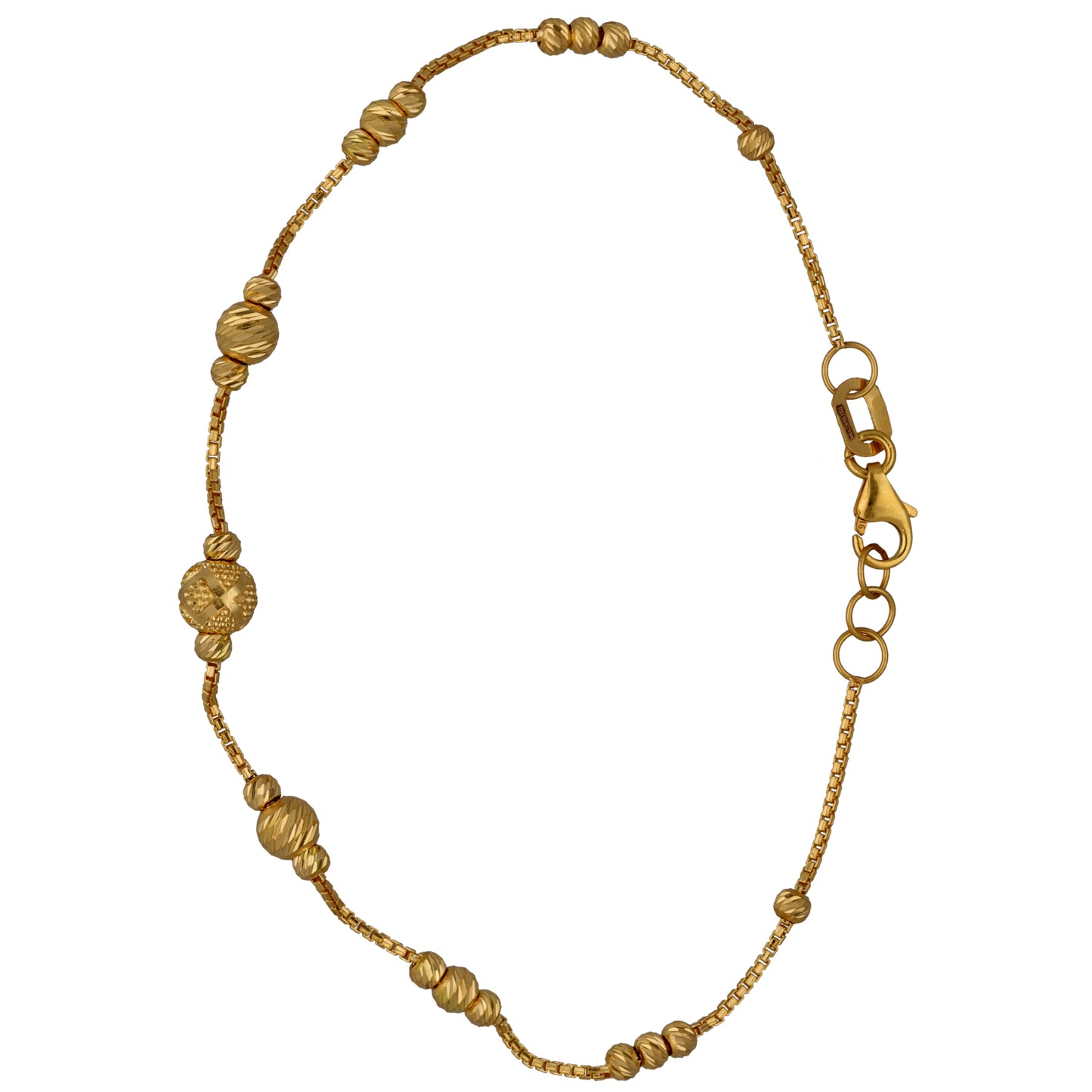 New 22ct Gold Beaded Station Bracelet
