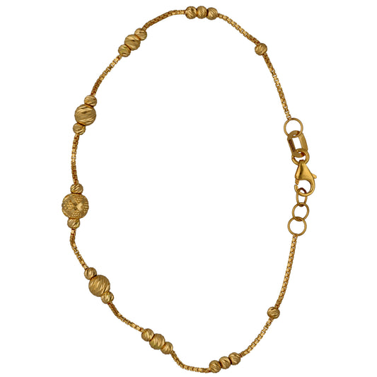 New 22ct Gold Beaded Station Bracelet