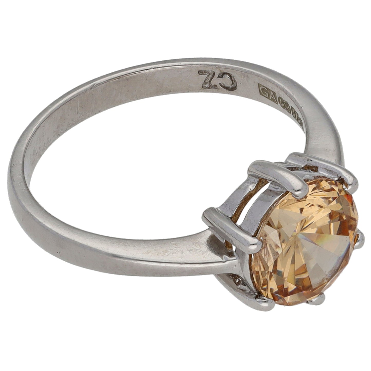 9ct White Gold Cubic Zirconia Solitaire Ring Size M