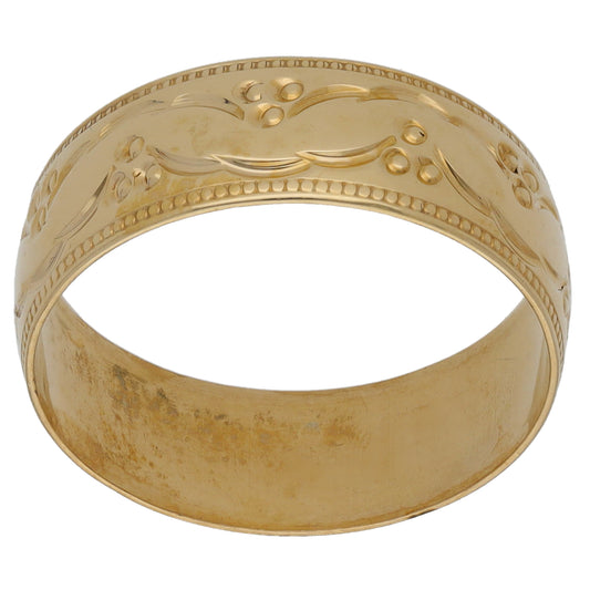 9ct Gold Patterned Wedding Ring Size Q