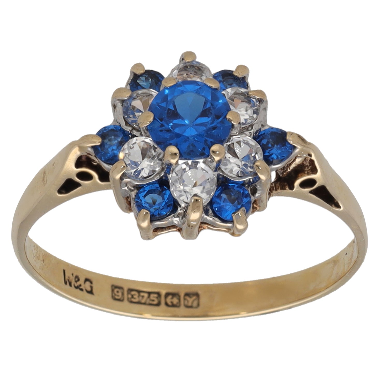 9ct Gold Imitation Gems Dress/Cocktail Ring Size M