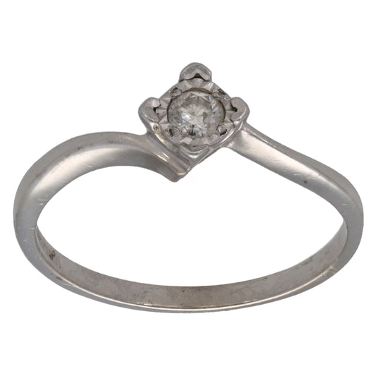 9ct White Gold 0.20ct Diamond Solitaire Ring Size M