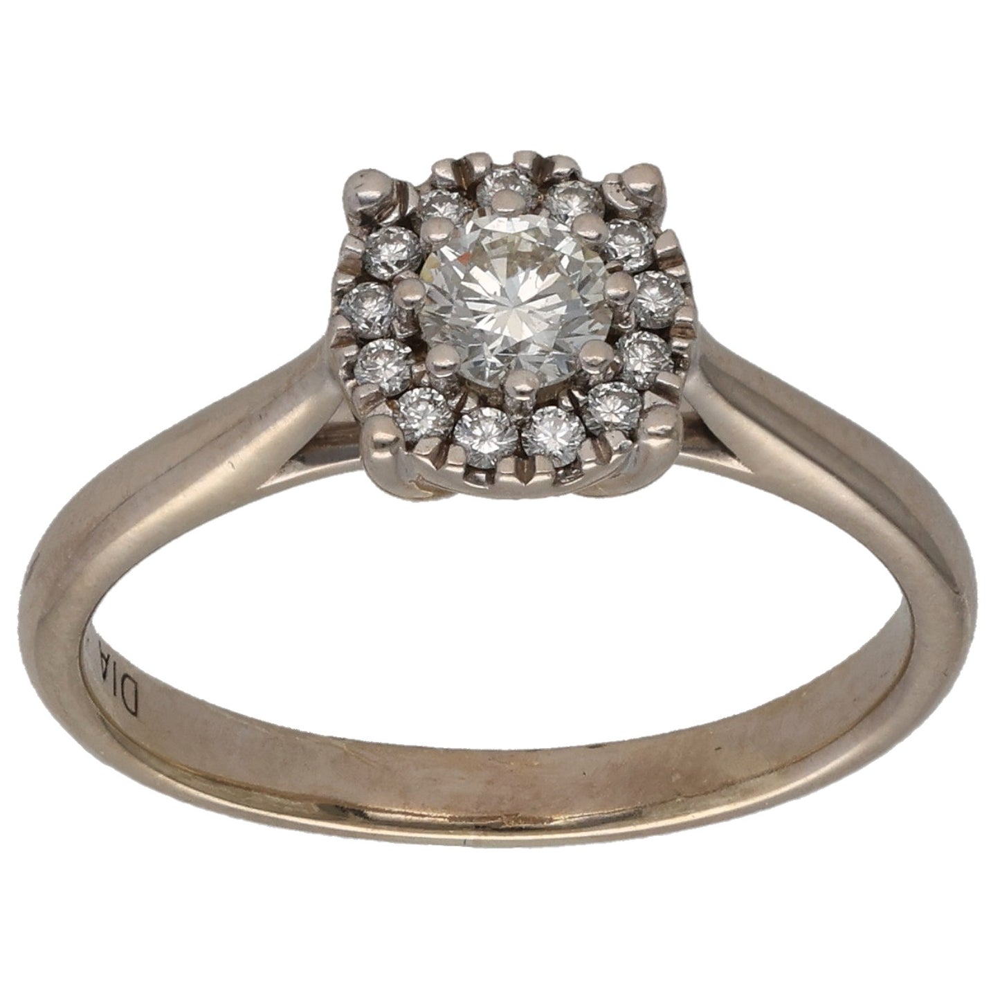 9ct White Gold 0.30ct Cluster Ring Size K