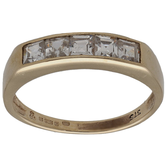 9ct Gold Cubic Zirconia Half Eternity Ring Size O