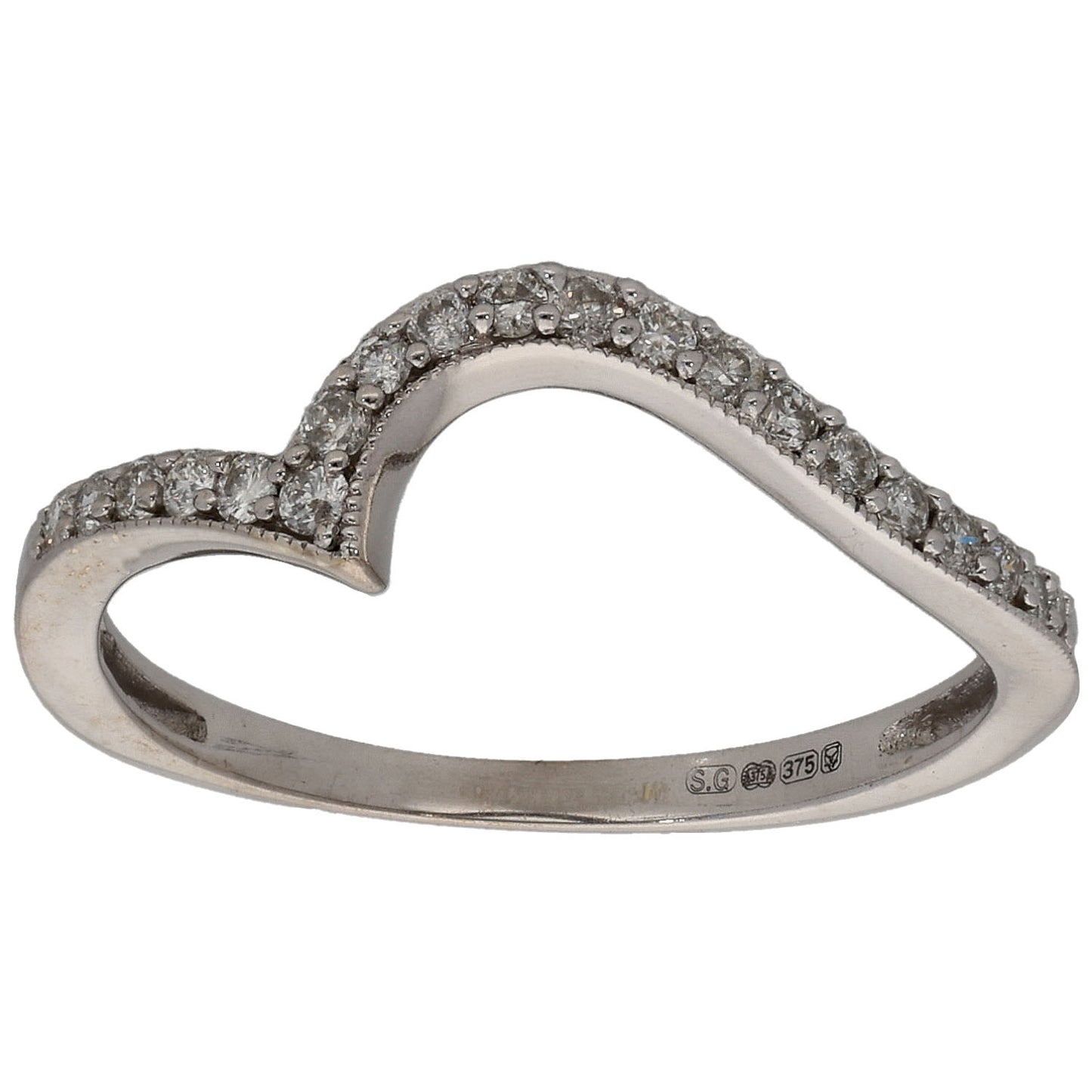 9ct White Gold 0.20ct Diamond Alternative Ring Size M