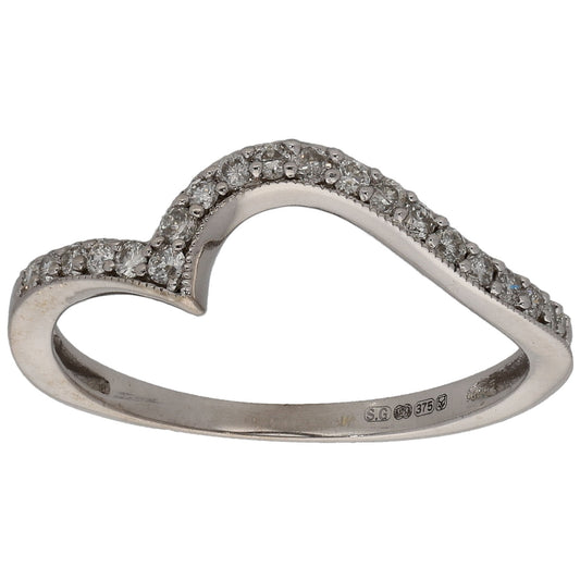9ct White Gold 0.20ct Diamond Alternative Ring Size M
