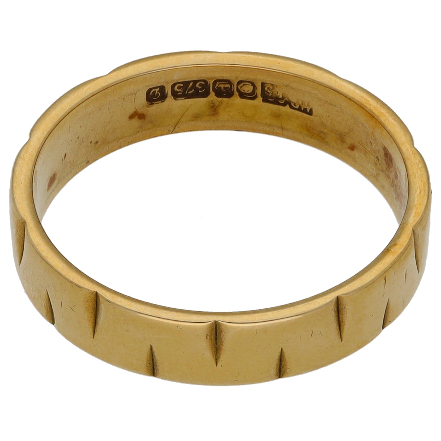 9ct Gold Patterned Wedding Ring Size M