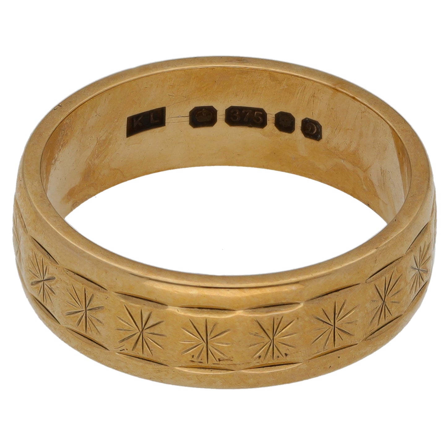 9ct Gold Patterned Wedding Ring Size M