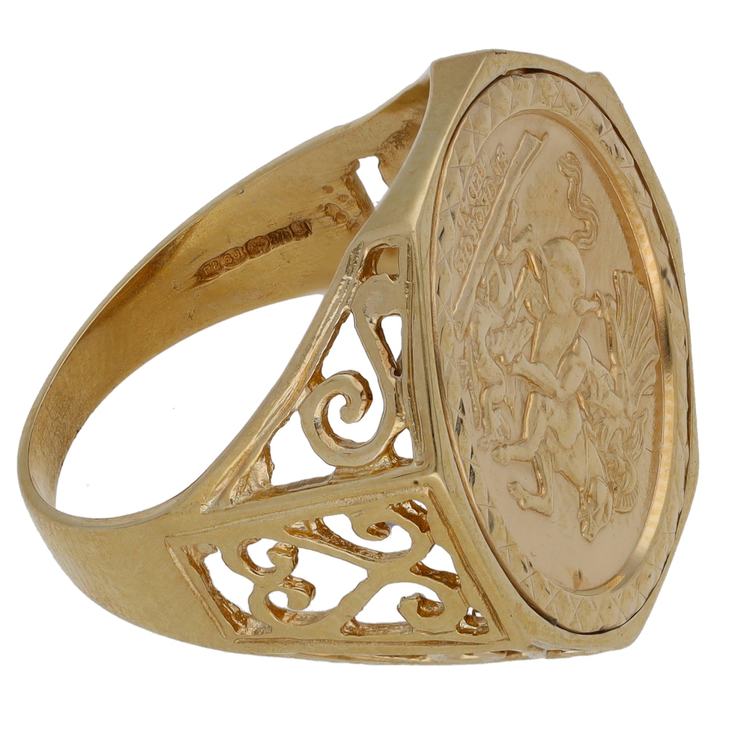 9ct Gold St George Ring Size R