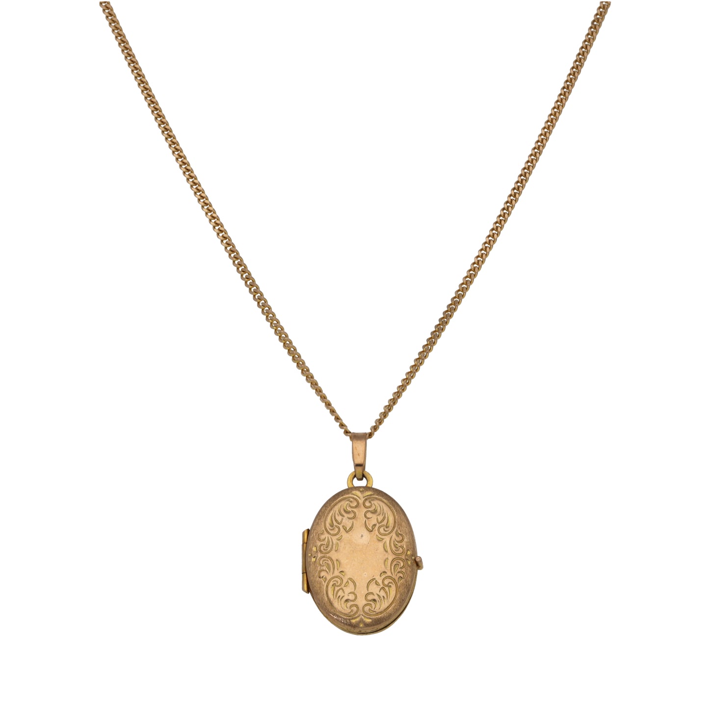 9ct Gold Patterned Locket Pendant With Chain