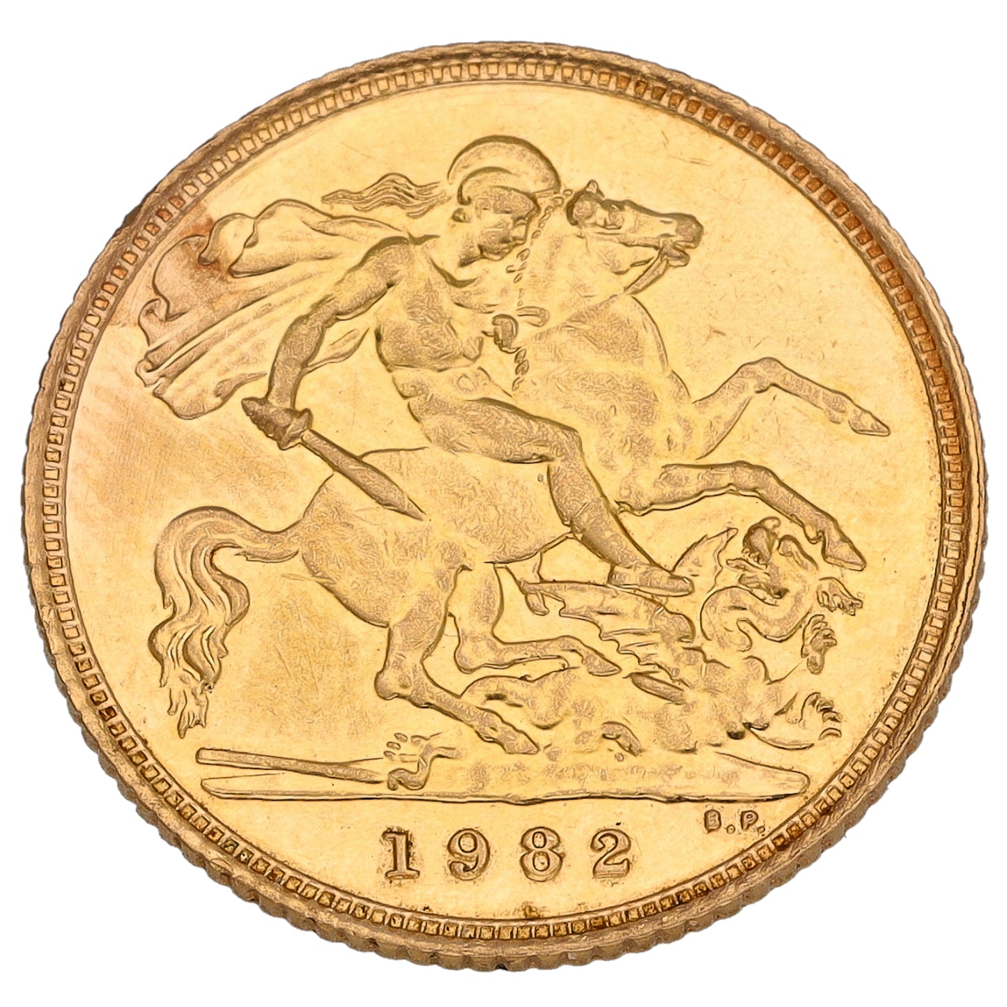 22ct Gold Queen Elizabeth II Half Sovereign Coin 1982