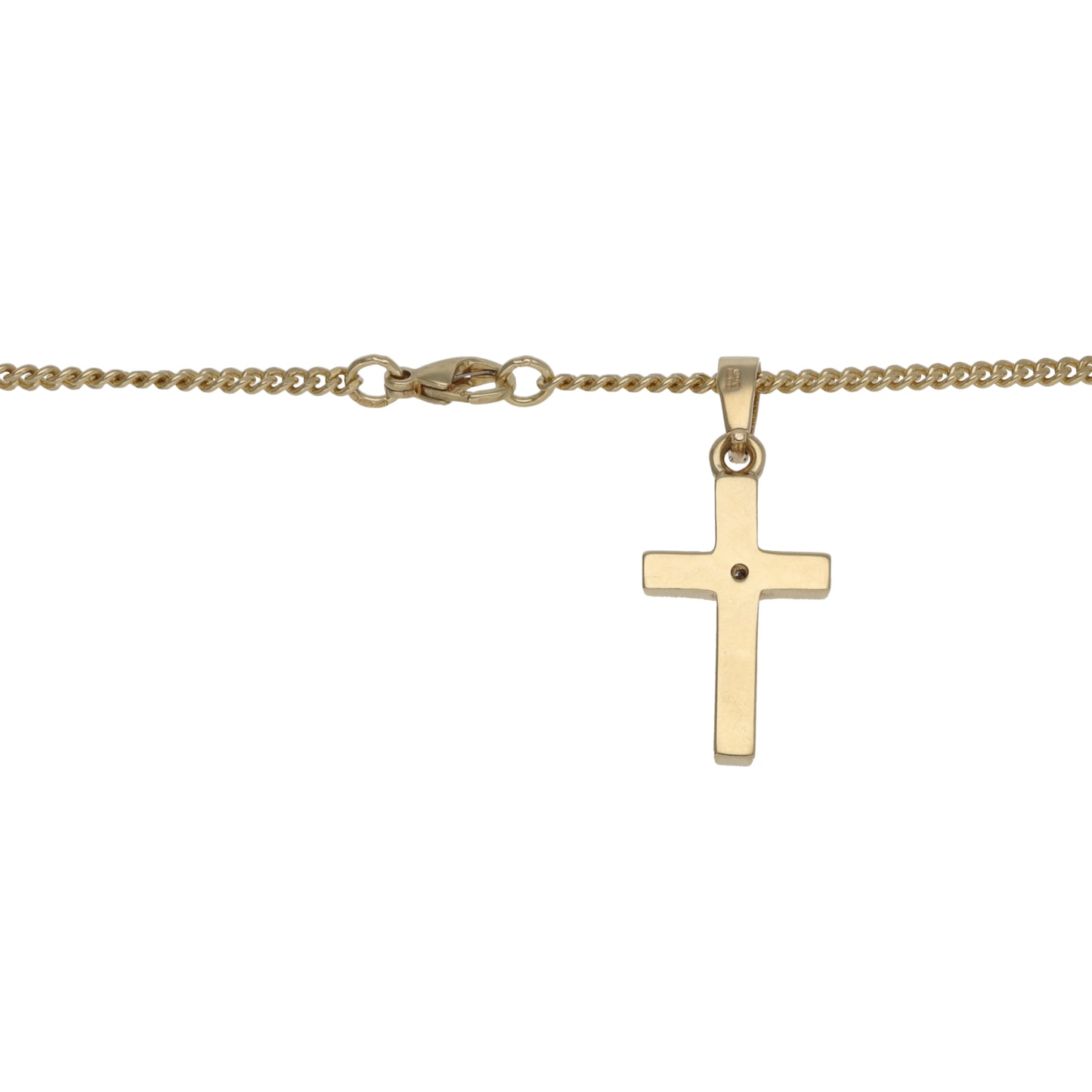 9ct Gold 0.02ct Diamond Cross Pendant With Chain