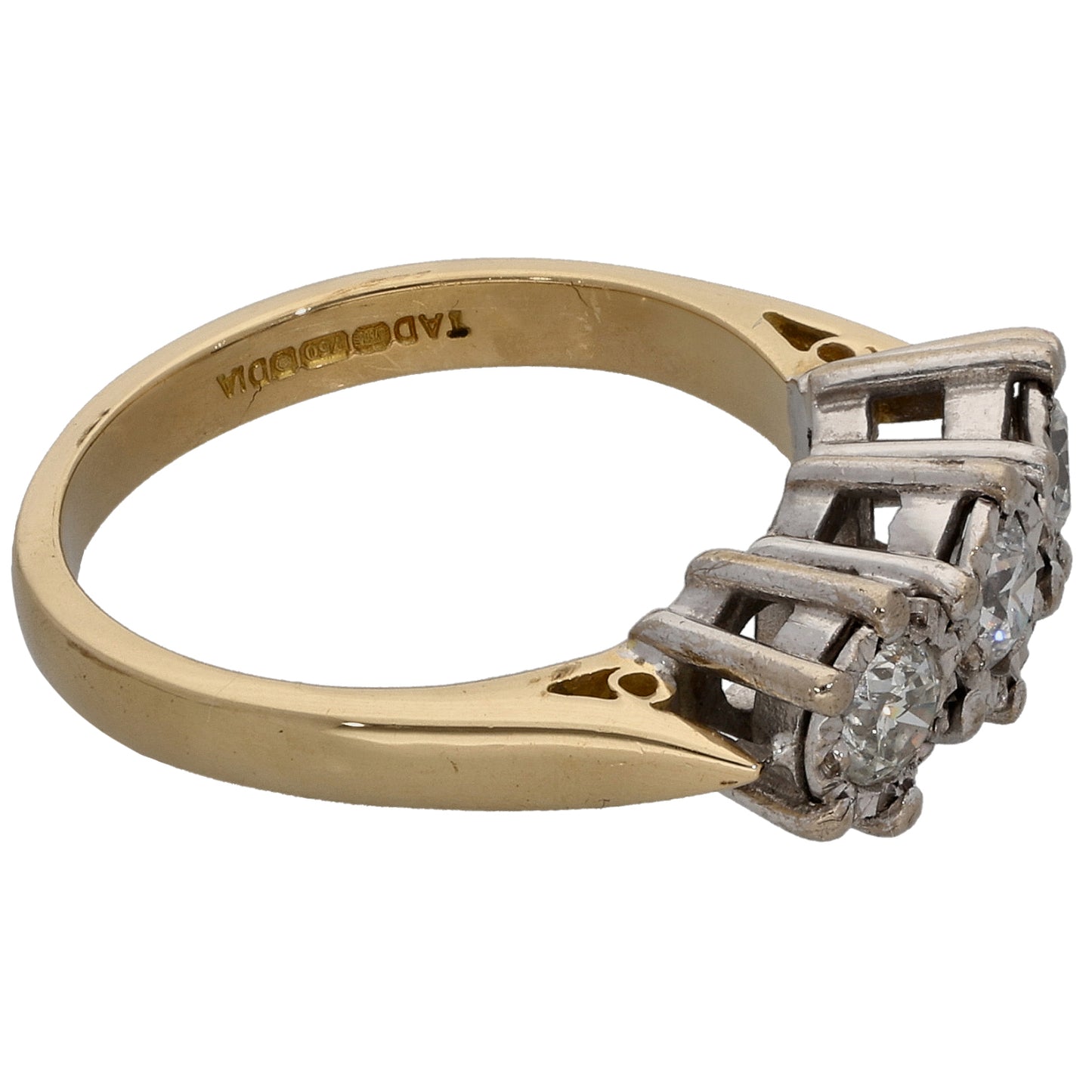 18ct Gold 0.45ct Diamond Trilogy Ring Size K