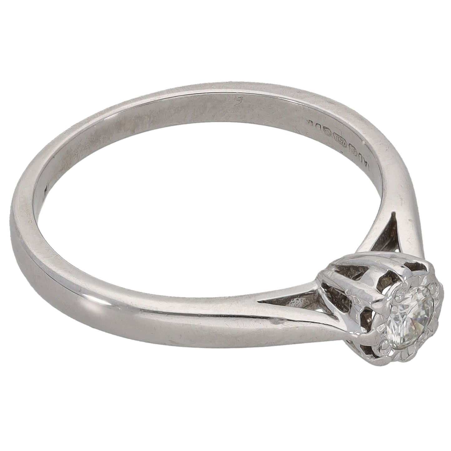 18ct White Gold 0.15ct Diamond Solitaire Ring Size N