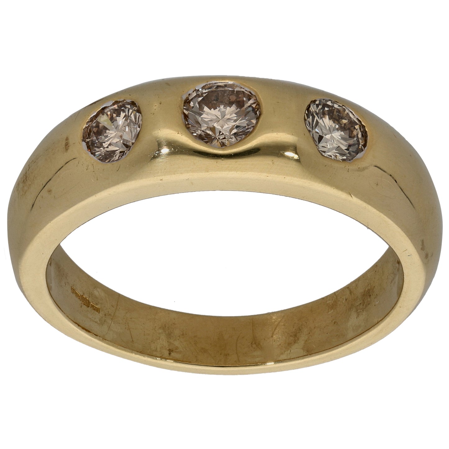 18ct Gold 1.00ct Diamond Three Stone Ring Size W