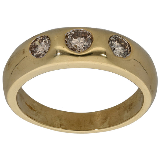 18ct Gold 1.00ct Diamond Three Stone Ring Size W
