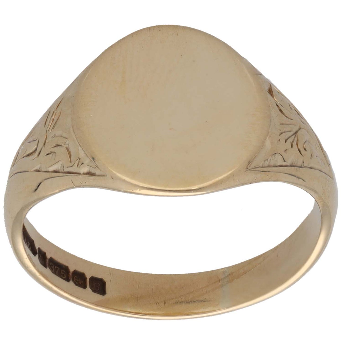 9ct Gold Patterned Signet Ring Size R