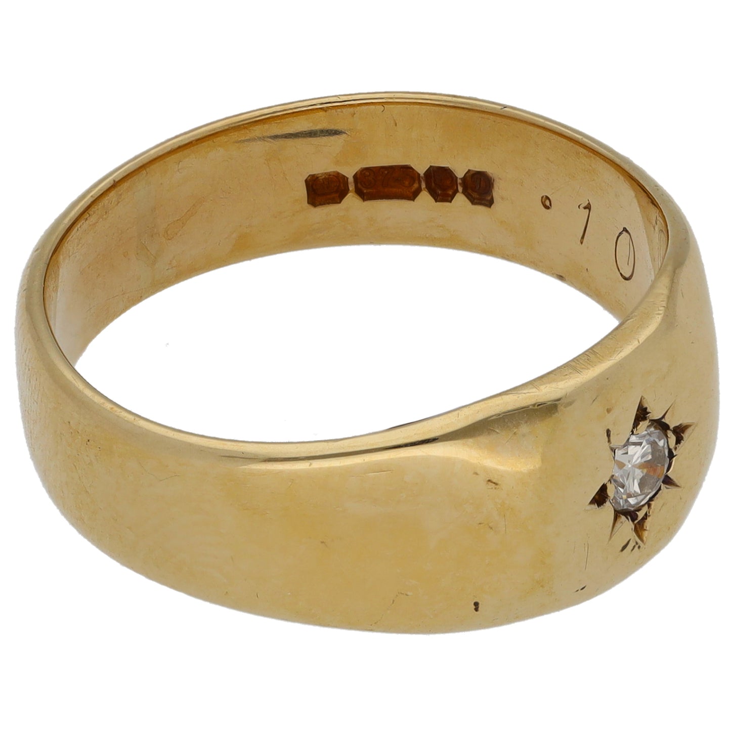 9ct Gold 0.07ct Diamond Signet Ring Size S